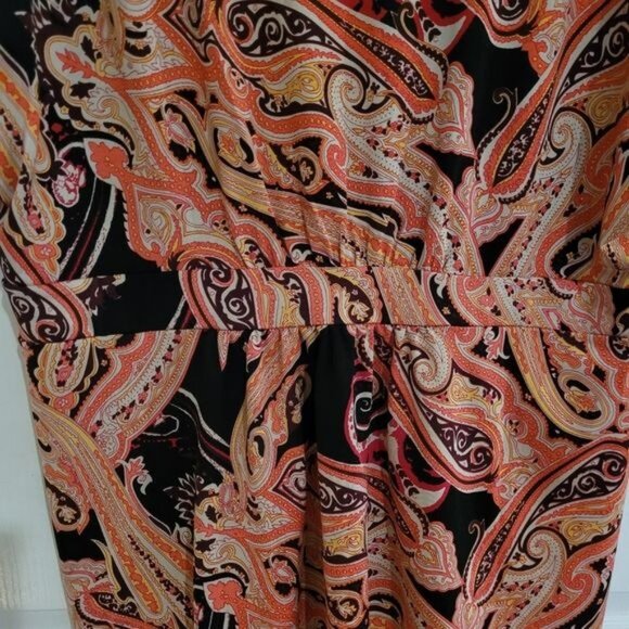 INC Top Blouse Paisley Print 1X Fall Winter Brown Orange 1XL Women's Work Career - Picture 6 of 7